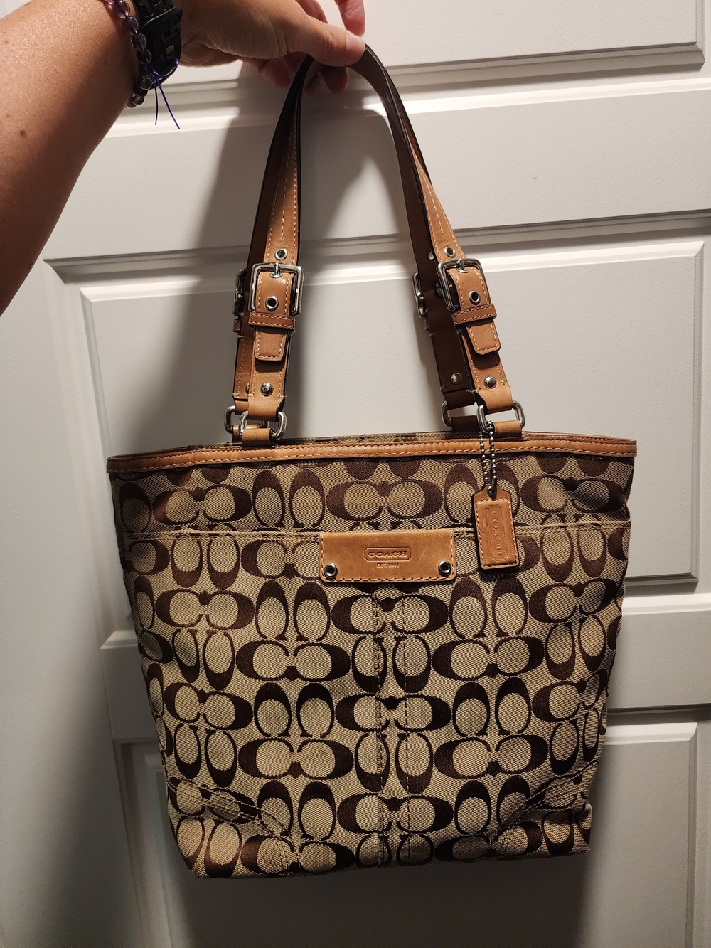 Coach Signature Canvas Tote in Brown and Tan